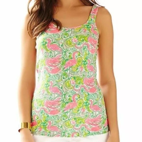 New Lilly Pulitzer Tabbie Sleeveless Tank Top Hot Wings Tee T-shirt xxs - Picture 1 of 5